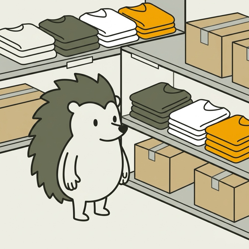Inside the cheapjerseys warehouse — shelves of folded blank jerseys